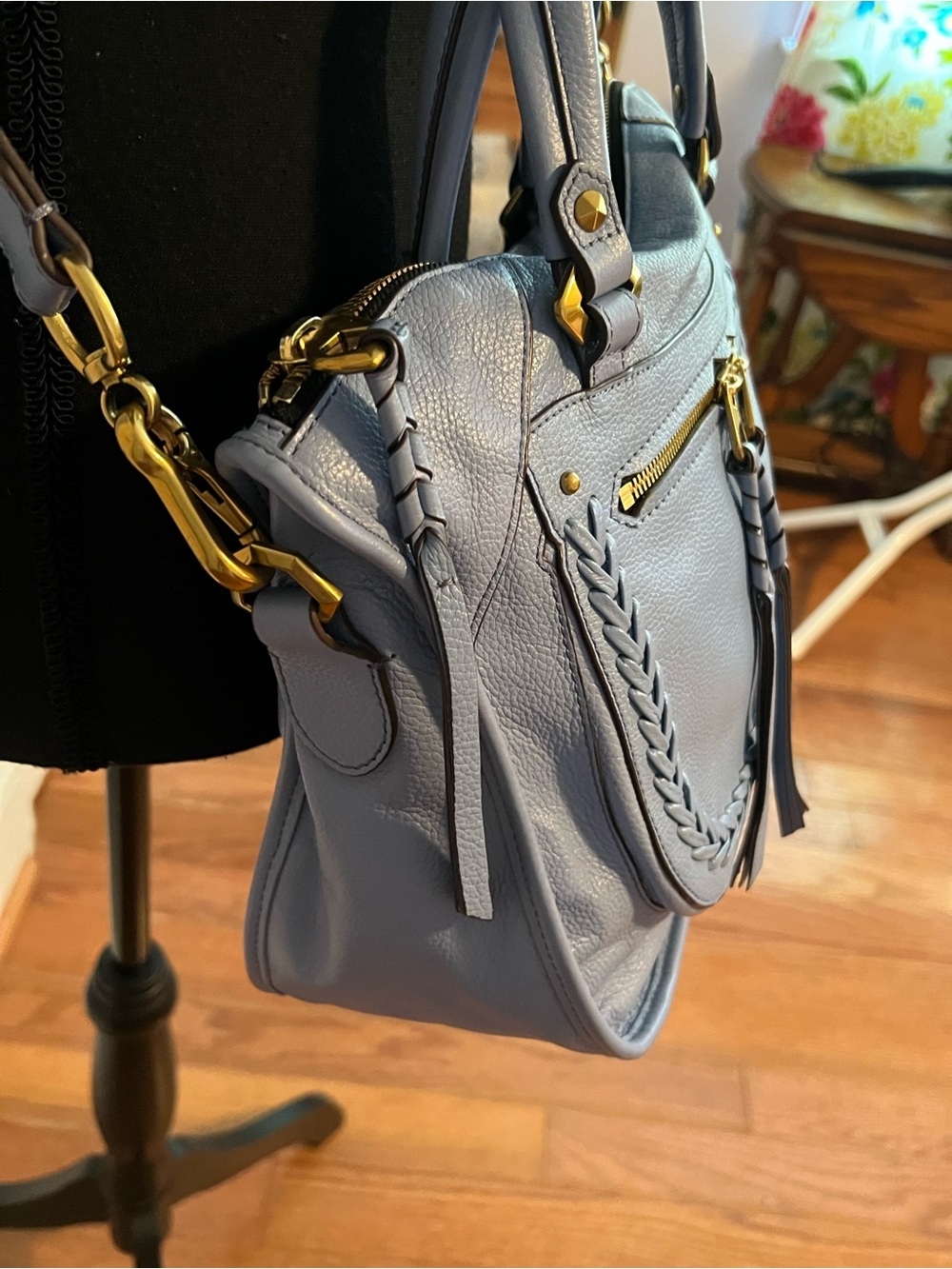 orYANY Sarah Satchel in Sky Blue pebbled genuine leather. - Picture 4 of 12
